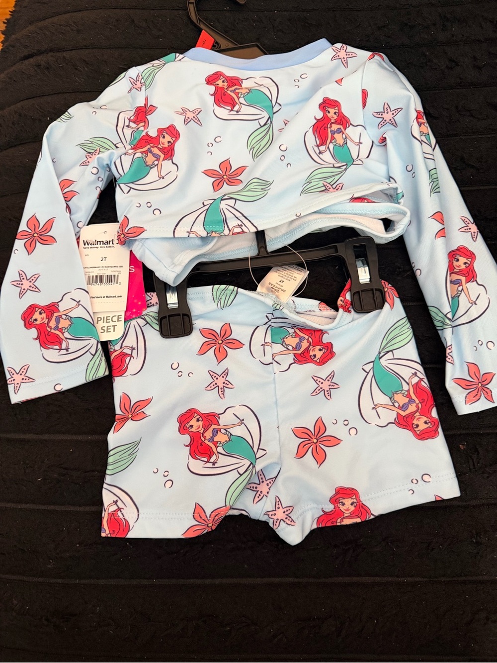 Disney Girls Light Blue Ariel Mermaid Rash Guard Swim Set